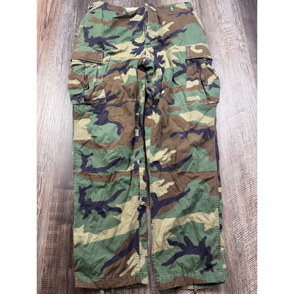 US Military Woodland Camo Cargo Pants BDU Ripstop Medium Long 31-35 Waist